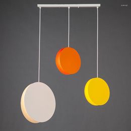 Pendant Lamps Metal Nordic Kitchen Lighting Children Room Colored Pod Hanging Lights Round Led Suspension Luminaire For Dining