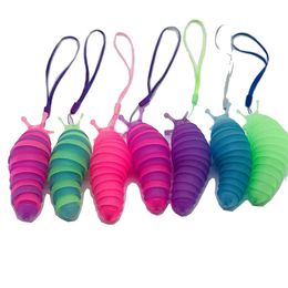 New Novelty Games Fluorescence Articulated Slug Flexible 3D Fidget Slugs Toy for All Ages Desk Toys Desktop Ornament Kids Gift 1229