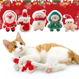 Cat Toys Christmas Gifts For Cats Santa Claus Snowman Plush Fillings Xmas Treats Interactive Pet Supplies