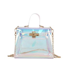 candy women fashion jelly Transparent handbag Plastic shoulder bags hasp Lock Chains handbags315J