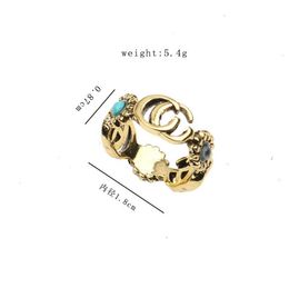 10color 18K Gold Plated Brand Letter Band Rings for Mens Womens Fashion Designer Brand Letters Turquoise Crystal Metal Daisy Ring Jewellery