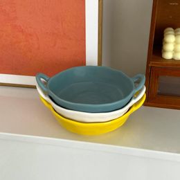 Bowls Under Glaze Coloured Ceramic Bowl Square Oven Baking Tray Home Korean Style Ins Fashion Creative Double Handle Simple Plate