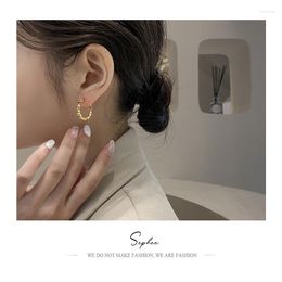 Hoop Earrings 2022 Korean Simple Bean Ear Rings S925 Silver No Hole Need Coil Plate Female Gold