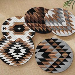 Pillow Abstract Geometric Wood Art Dining Chair Circular Decoration Seat For Office Desk Outdoor Garden S