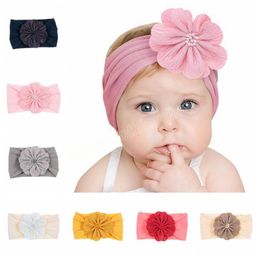 Gül Kumaş Çiçek Kız Bebek Head Bandı El Yapımı Düğüm Naylon Kids Headwraps Saç Aksesuarları Fotoğraf Props