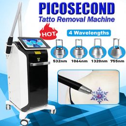 New Nd Yag Laser Tattoo Removal Machine Q Switched 4 Wavelengths Face Care Skin Rejuvenation Vertical Pico Laser Salon Home Use Equipment
