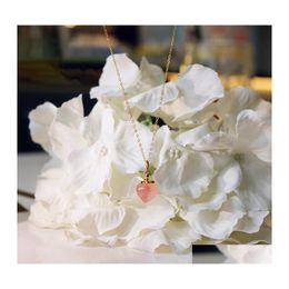 Pendant Necklaces Women Fashion Choker Necklace Bracelet Sweet Girl Peach Gold Clavicle Chain Natural Agate Stone Crystal Jewelry Se Dhtge