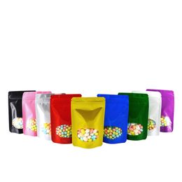 Zip Mylar Bag Food Storage Pouches Colourful window opening self plated sealed packaging bags