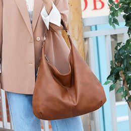 Evening Bags Vintage Soft Leather Tote Bag For Women Fashion Brands Shoulder Casual Use Handbag Shopping Top-handle Purse Bolsa Sac