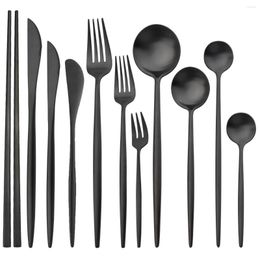 Set di stoviglie set di posate nera vintage set da posate 18/10 in acciaio inossidabile dessert forchetta per cucchiaio da cucciolo posate da cucina