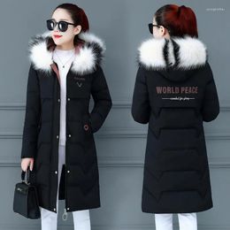 Women's Down Fashion Winter Jacket 2022 Women Parkas Fur Collar Hooded Coat Thicken Warm Cotton Parka Female Jackets Outwear