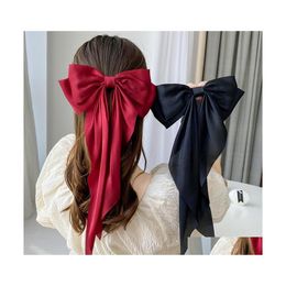 Hair Clips Barrettes Female Adt Yang Zis Accessories Black Bow Headdress Hairpin Top Clip At Back Of The Head Korean Net Red Drop Dh1Xp