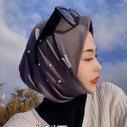 Ethnic Clothing Muslim Women's Scarf Islamic Hat Veil Crystal Linen Female Nail Diamond Pearl Four Seasons Leisure Hijab