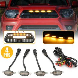 4pcs Car LED Front Grille Light Waterproof Hood Light Universal Vehicle Daytime Running Lights for Ford F150 2010-2014 Raptor F350