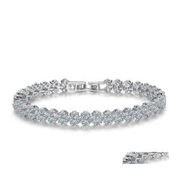 Charm Bracelets Fashion Luxury Inlaid Colorf Gemstone Roman Bracelet Combined Cubic Zirconia Colored Diamond Crystal Zircon Party Al Dh4Te