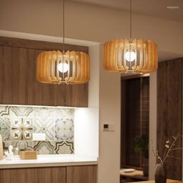 Pendant Lamps Dining Room Chandelier Japanese Retro Bedroom Homestay Study Lighting Nordic Wood Art Creative Table