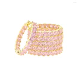 Hoop Earrings Gold Colour Pink Cz Earring For Girl Women Iced Out Bling Cubic Zirconia Pinky Huggie Hoops Classic Fashion Jewellery