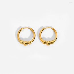 Hoop Earrings 2022 Dual Use Arrival Small Beads Gold Plated Stainless Steel Round Huggie Waterproof Jewelry Gift