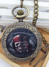 Pocket Watches Vintage Bronze Silver Skull Watch Necklace And Man's Chain Gifts Wholesale