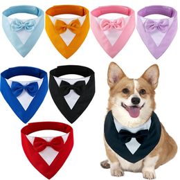 Dog Apparel 1PCS Adjustable Neck Tie Triangular Bandage Evening Dress Bow Puppy Cat Scarf Collar Bibs Pet Accessories Suppliers S-L