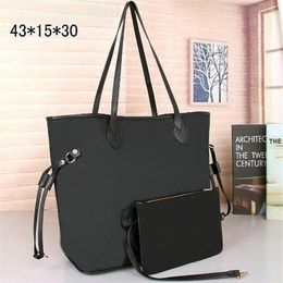 Women Top quality shopping bags ladies Black Embossed flower composite tote bags lady clutch bag shoulder tote female purse wallet326y