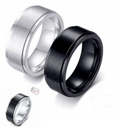 Fashion Men's Ring Stainless Steel Can Rotate for Jewellery Titanium Men Rings Silver Gold Black Colour Wholesale