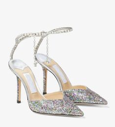 Party Wedding Sandal Saeda high-heeled sandals Crystal strass-adorned Pearl embellished glitter suede mules esandals Ankle straps Dignified shoes elegance 35-43