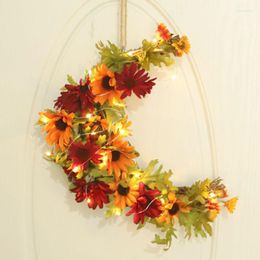 Interior Decorations Car Moon Shape Rose Deco 14/16 Inches Christmas Wreath Chrysanthemum Autumn Decor For Holiday Party