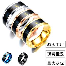 Fashion Men's Ring Stainless Steel Temperature for Jewellery Titanium Men Rings Silver Gold Black Blue Vintage Colour Wholesale