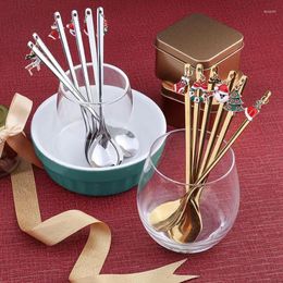 Dinnerware Sets One Christmas Stainless Steel Stirring Spoon Coffee Collection Pendant Dessert Party Decorations