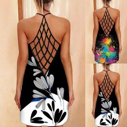 Casual Dresses Petite Maxi Dress For Short Women O Neck Sleeveless Sexy Print Blouses Vest Fashion
