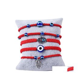 Charm Bracelets Handwoven Bracelet Lucky Kabh Red String Thread Hamsa Blue Turkish Evil Eye Jewellery Fatima Friendship Drop Delivery Dhgn0