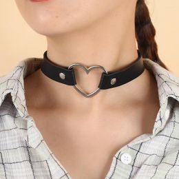 Choker Gothic Punk Leather Necklace For Women Vintage Rock Heart Charms Link Collar Neck Jewelry Female Party