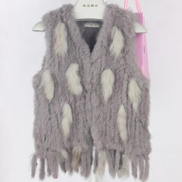 Women's Jackets Knitted Real Fur Vest Women Fashion Vests With Tassel For Ladies Sleeveless Autumn Gilets Female