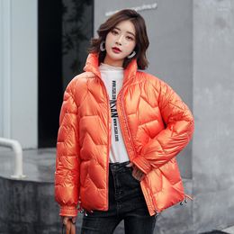 Women's Down Stand Collar Bright Face Cotton Padded Coat Women 2022 Winter Jacket Solid Warm Casual Parkas Rainproof Snow