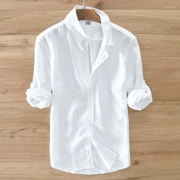 Men's Casual Shirts Suehaiwe's Brand White Shirt Men Comfortable Pure Linen For Long Sleeve Clothes Camisa Masculina Chemise