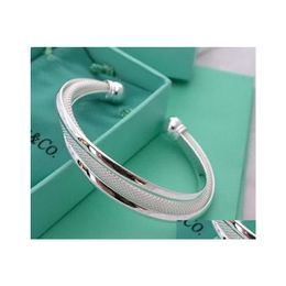 Bangle Fashion Exquisite Sier Plated Double Light Bracelet Womens Gift Jewelry Atmosphere Creative Drop Delivery Bracelets Dhgaq