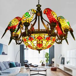 Pendant Lamps Color Glass Parrot Art Chandelier Living Room Personality Corridor El Villa Restaurant Lamp