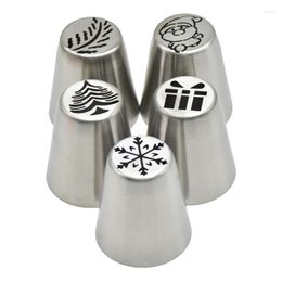 Baking Tools 5pcs Delicate Piping Tips Stainless Steel Christmas Cake Decorating Flower Mounting Mouth