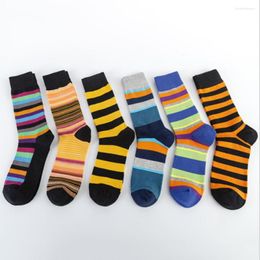 Men's Socks Novelty Colourful Striped Crew Funny Geometric Cotton Mid Tube Casual Long Hip Hop Streetwear For All Seasons