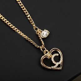 Luxury quality Charm small heart shape pendant necklace with diamond in 18k gold plated have box stamp PS7452A