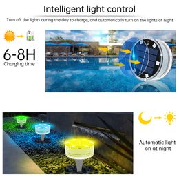 Solar Garden Lights LED Pool Light RGB Color Changing Underwater Wall Lamp Waterproof for Pond Fountain Aquarium Patio