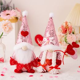 Party Supplies Valentine's Day Gnomes Mr & Mrs Handmade Swedish Tomte Plush Ornaments Valentines Present PHJK2212