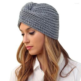 Ethnic Clothing Handmade Knit Wool Inner Hijab Caps Bohemia Turban Cashmere Cross Wrap Head Hat Knitting Bonnet Turbante Cap