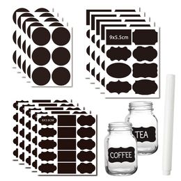 20-100pcs/Set Chalkboard Labels Spice Sticker Organiser Label for Household Kitchen Jars Bottles Blackboard Stickers with Pen