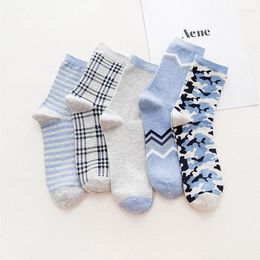 Men's Socks 5Pairs/lot Cotton Men' Soft Warm Long Ankle Plaid Stripe Happy Male Casual Sport Calcetines