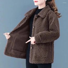 Women's Trench Coats 2022 Winter Women Casual Lamb Faux Fur Overcoat Fluffy Cosy Loose Outerwear Female Thicken Warm Teddy Jacket Coat