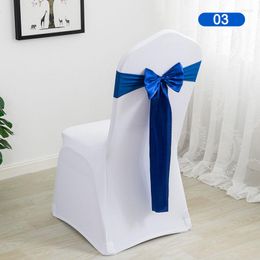 Chair Covers Free Tie Back Flower Elastic Cover Spandex Belt Wedding Ready-made Bow Birthday Party El Dinner