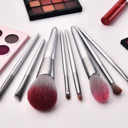 Makeup Brushes 8pcs Set Powder Blush Eyeshadow Make Up Brush Silver Professional Cosmetics Kit Tool