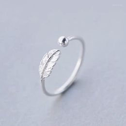 Cluster Rings 925 Sterling Silver Feather Personalised Name Adjustable Ring Fine Jewellery For Women Party Elegant Accessories